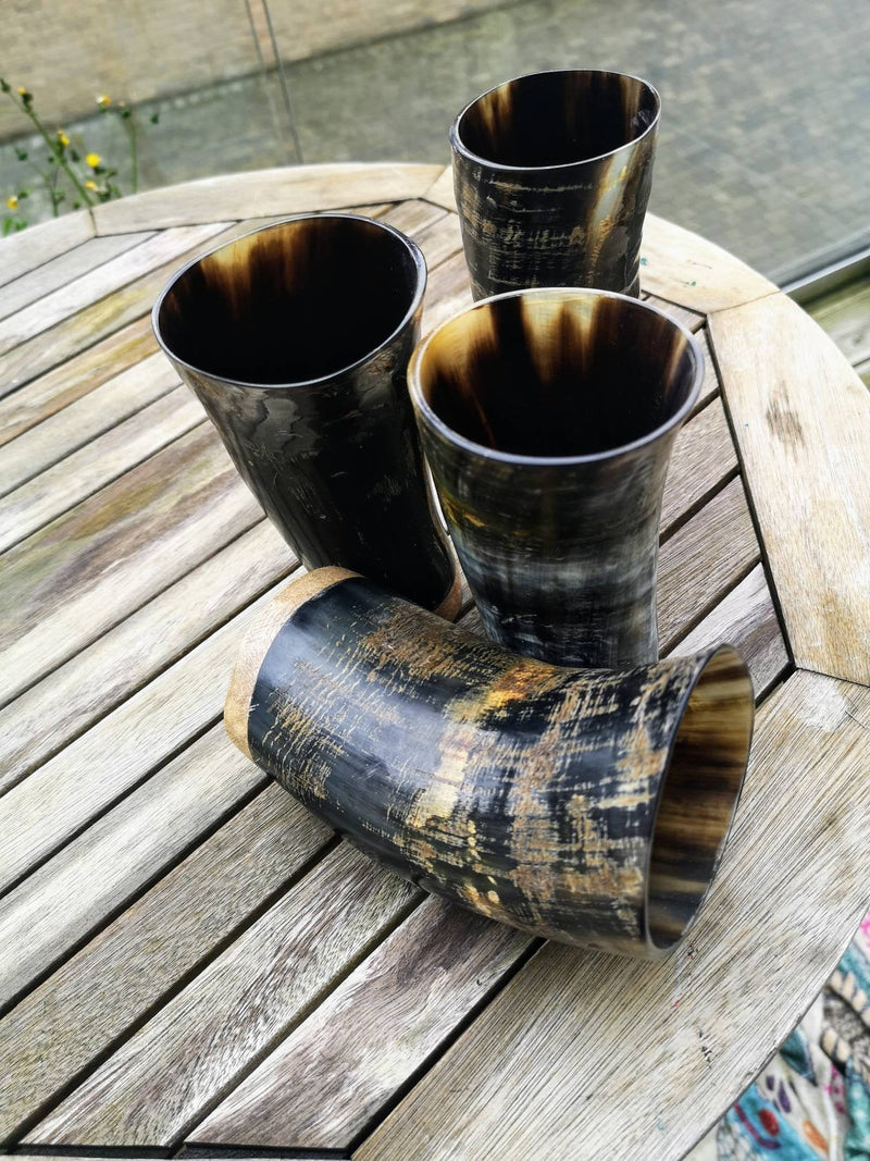 Viking Drinking Horn mug Set(1 XXL Horn mug + 4 Horn Cups) Ultimate wedding gift