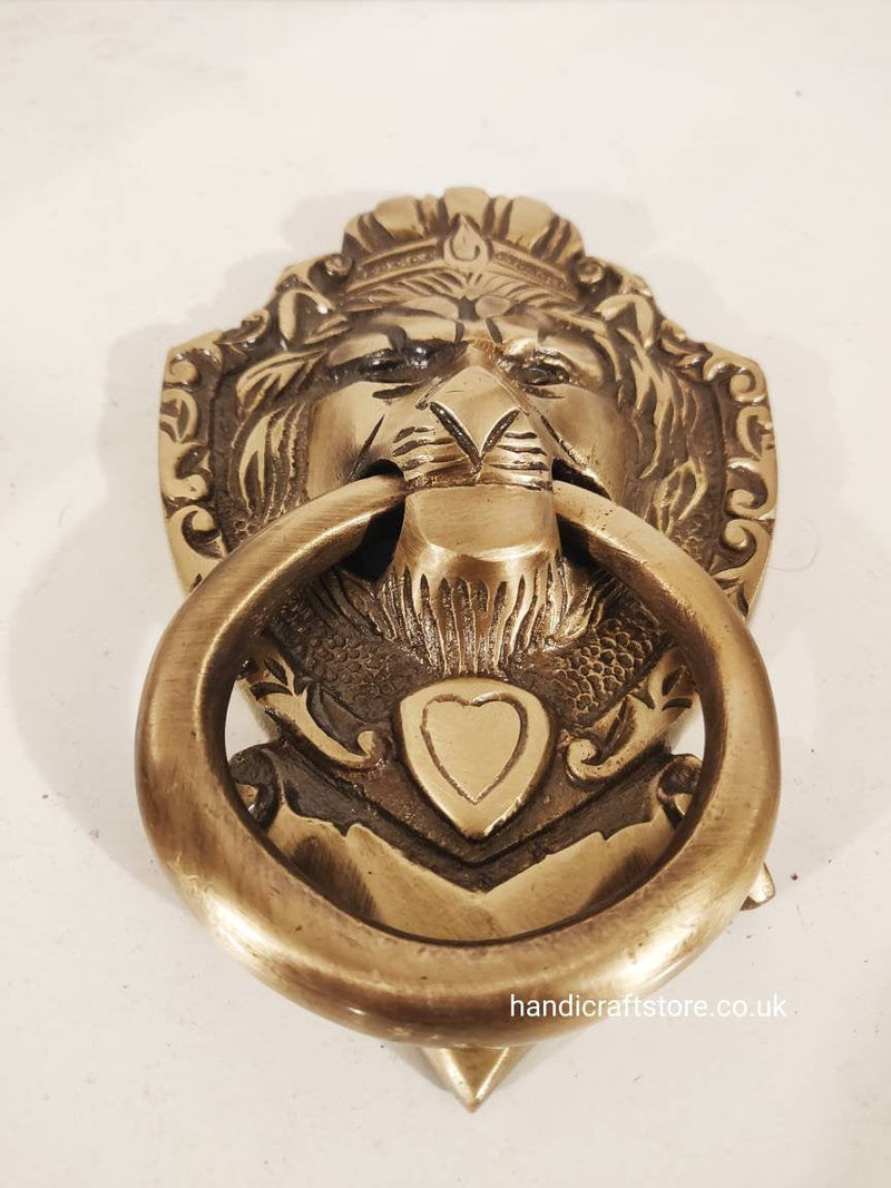 Aged Handmade Victorian Lion Brass Door Knocker