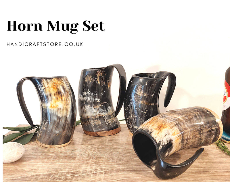 Set of Small Viking horn Mugs (10-15 Oz), Personalized Mugs