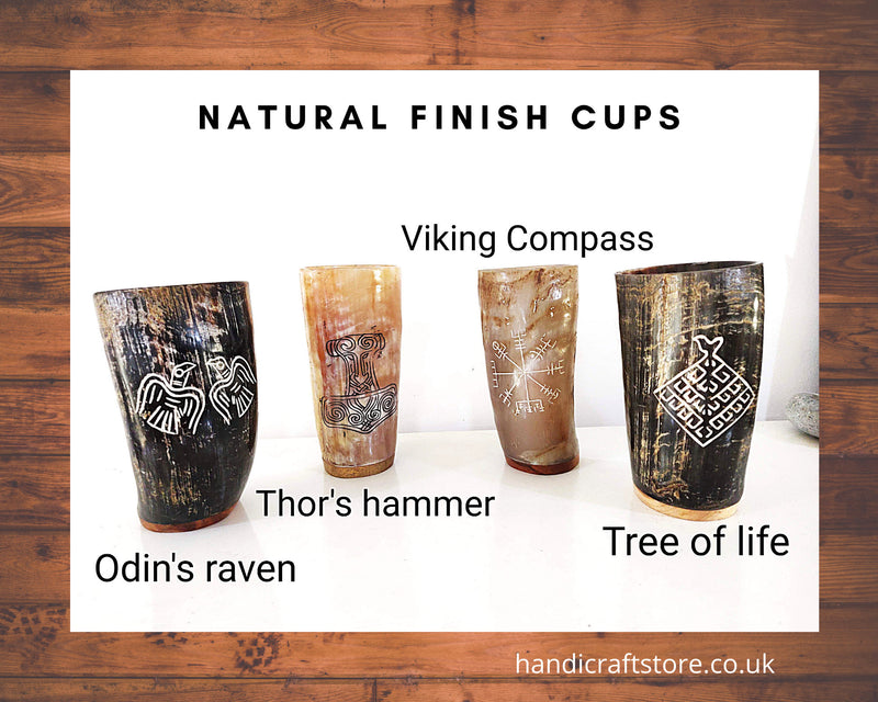 Natural Finish Ox Horn Viking Drinking Cup, Cups Ale Beer Wine Tankard Size 5-6"