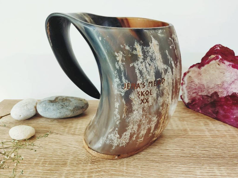 Personalize on Horn Viking Drinking Horn Mug/Tankard, Natural horn Mug