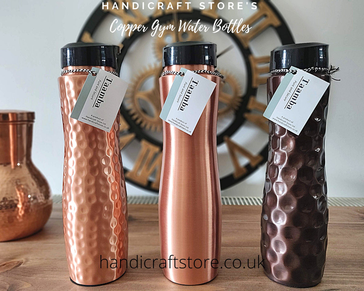 100% Pure Copper Water Bottle - 32oz Hammered, Leak-Proof, Ayurvedic Flask (Black Antique Finish) - View #3