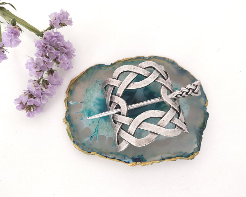 Viking Style Celtic Knot Hair Pin | Handcrafted Norse-inspired Hair Accessory