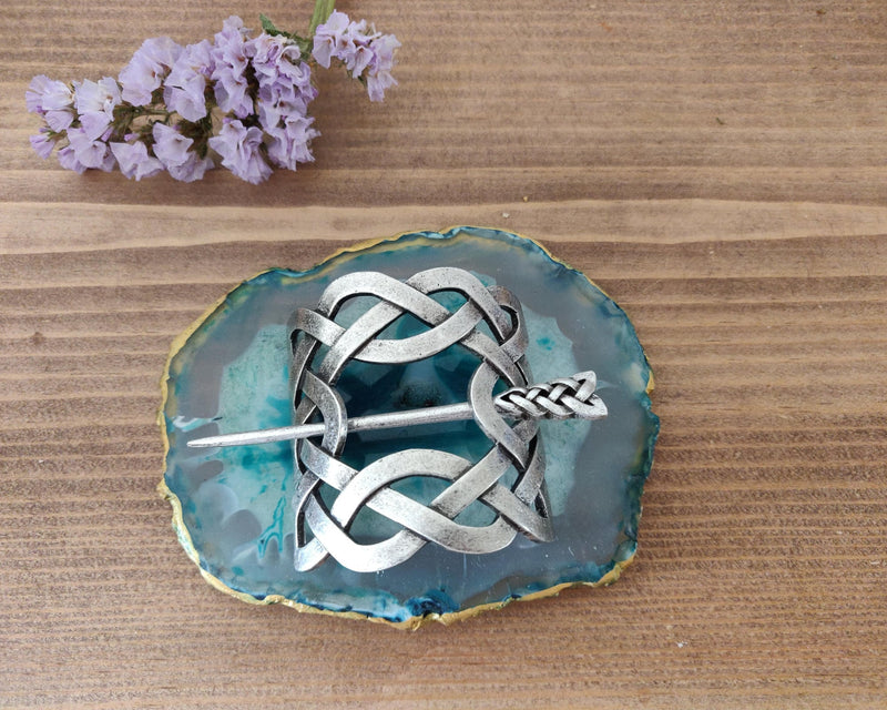 Viking Style Celtic Knot Hair Pin | Handcrafted Norse-inspired Hair Accessory