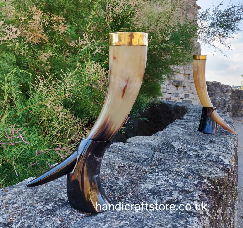 Large Viking Drinking Horn(13-15") with horn Stand