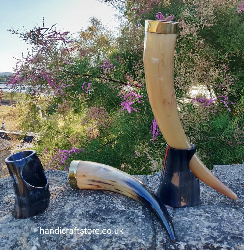 Large Viking Drinking Horn(13-15") with horn Stand