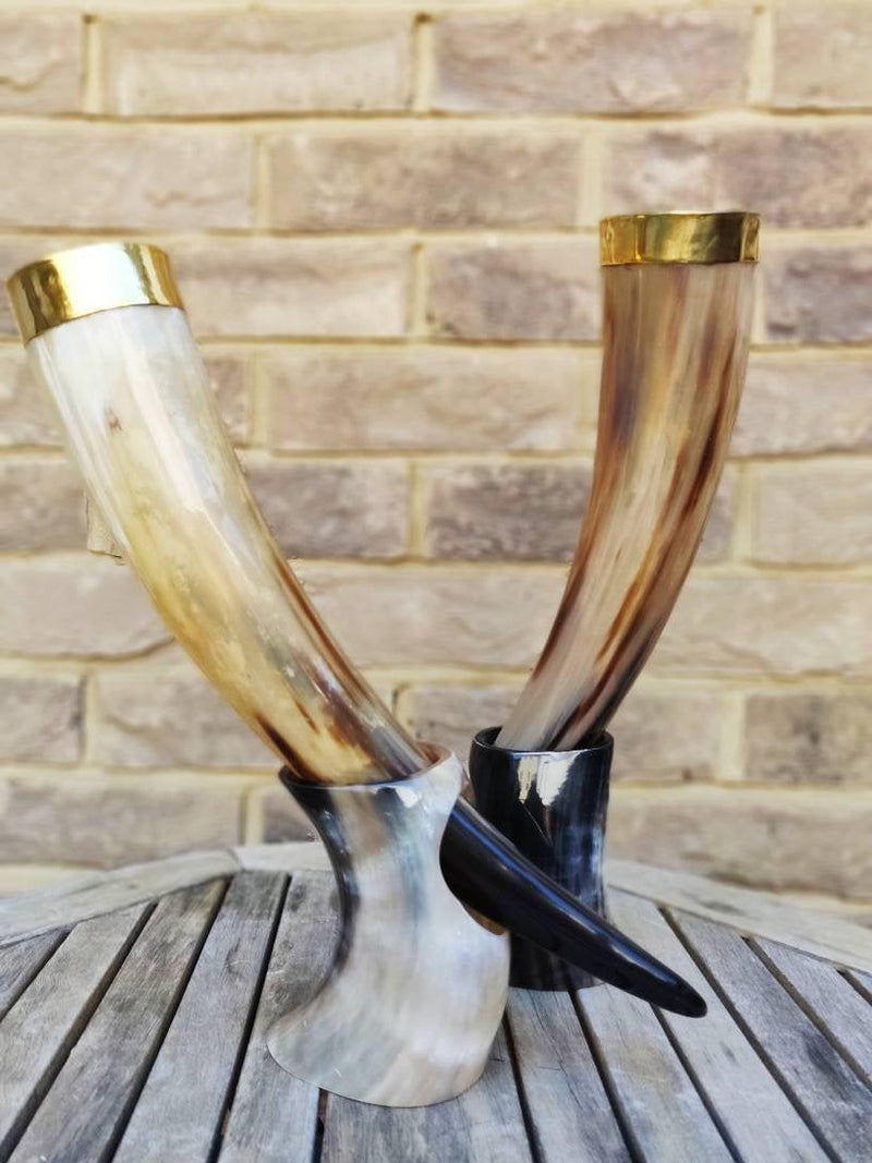 Set of 2 Ox Horn Viking Drinking Horns, Game of Thrones, LARP, wedding gifts