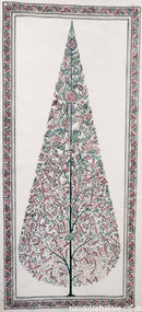Indian Hand Made Pattachitra Painting on Tussar Silk Cloth Unframed Famous Indian Tradional Art - Tree Of Life