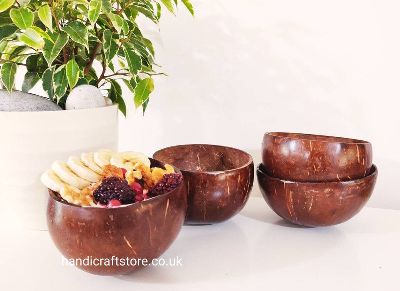 Set of 2 Handmade Coconut Bowls with Spoons, vegan, organic, sustainable, gifts