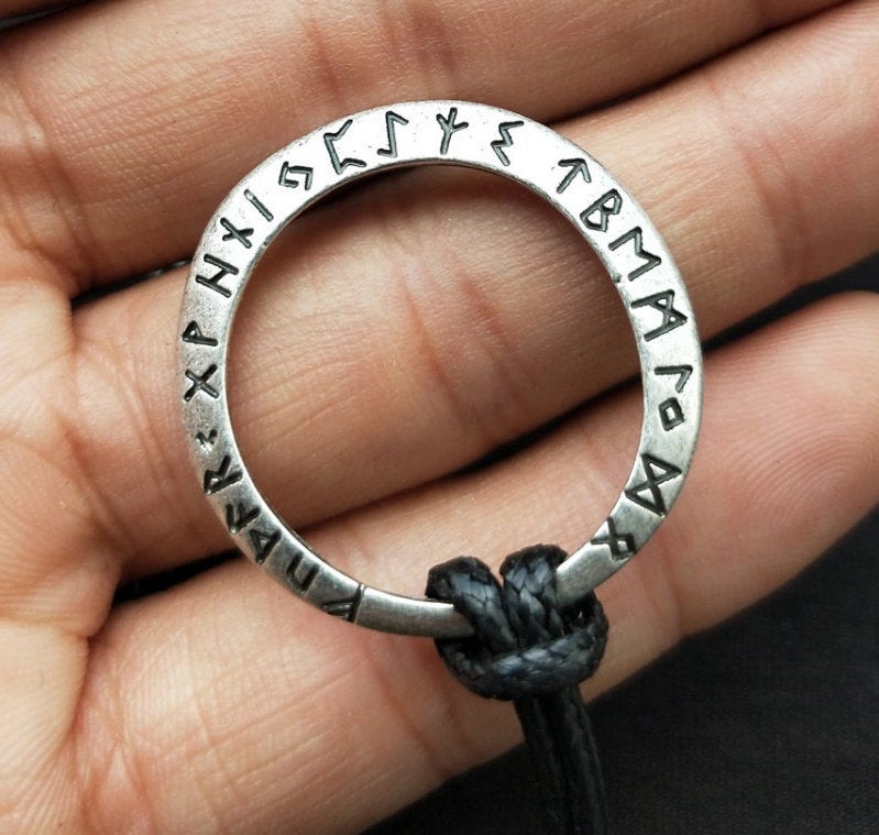 Viking Rustic pendant necklace with the Elder Futhark runes