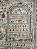 Handcrafted Tribal Art, Tribal Life  Tapestry, Worli Painting, Painting on Silk Cloth, Folk Painting, Unframed Painting