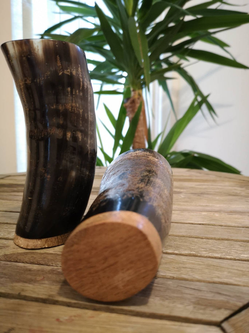 Viking Drinking horn Set(Horn Mug + 2 horn Cups), Viking wedding, groomsmen gift