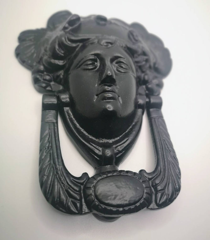 Handmade Victorian Lady Head Door Knocker, Iron door knocker