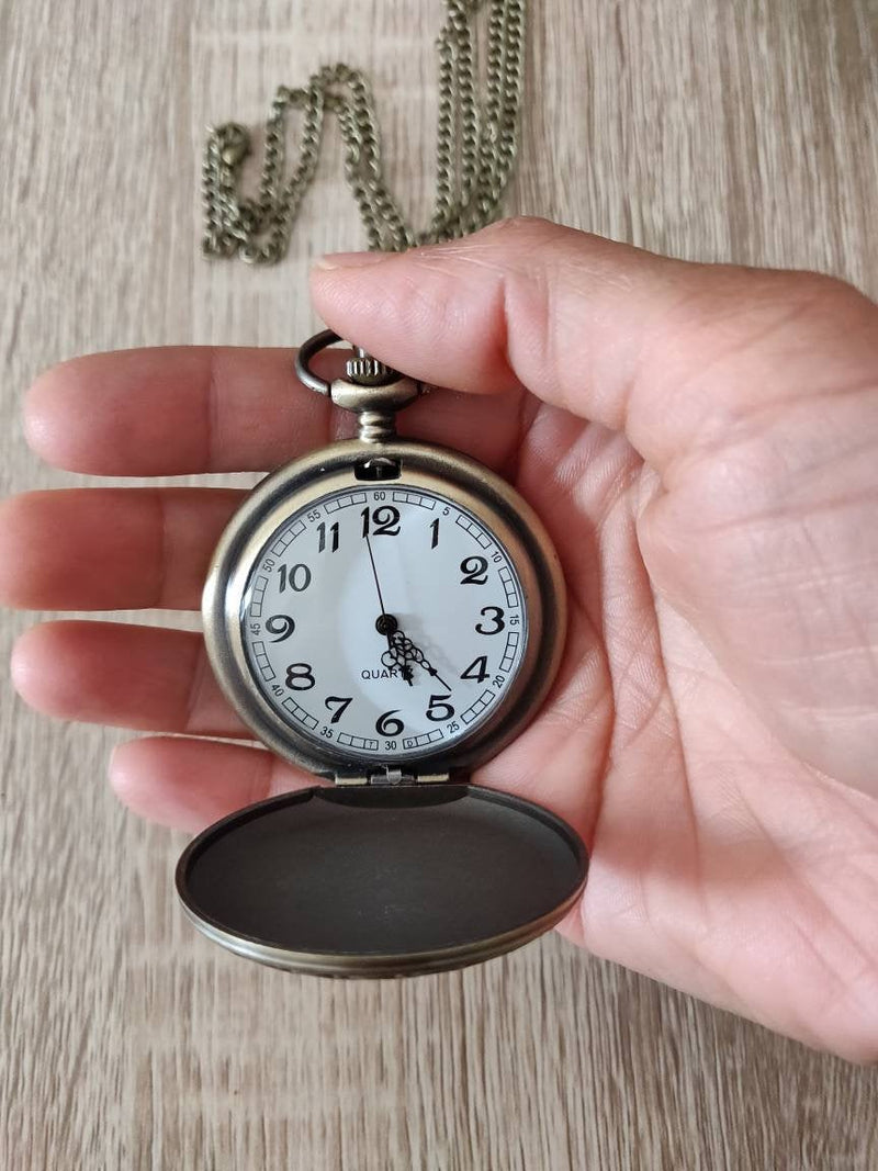 Vintage Viking Pocket Watch Triangle Valknut Norse Bronze Quartz Pocke