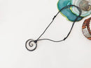 Viking Celtic Spiral Pendant Necklace, Hand-Forged Iron Style Adjustable Cord