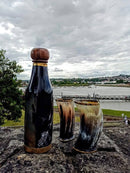 Real Ox Horn Viking Drinking Bottles, Horn bottle with Wooden lid