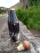 Real Ox Horn Viking Drinking Bottles, Horn bottle with Wooden lid