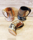 Viking Horn Mug Set, Horn Tankard Set, Ox Horn Mug, Burnt effect