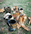 Viking Horn Mug Set, Horn Tankard Set, Ox Horn Mug, Burnt effect