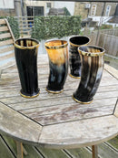 Ox Horn Viking Drinking Mug Ale Beer Wine Beaker Size 6" with brass top & bottom