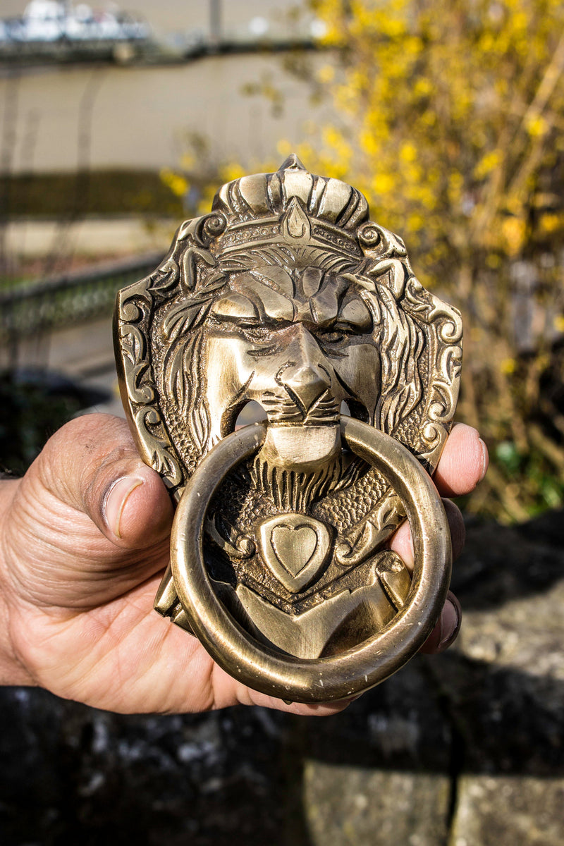 Aged Handmade Victorian Lion Brass Door Knocker