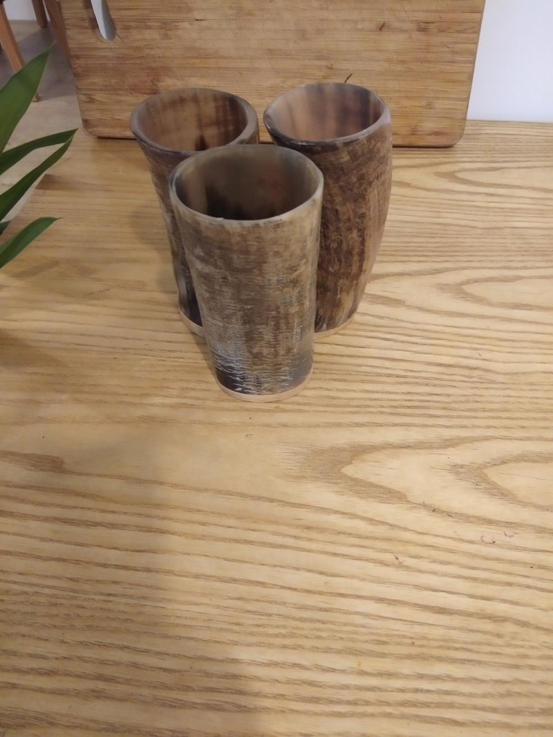 Personalised on horn Natural Finish Ox Horn Viking Drinking Cup
