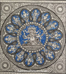 Indian Hand Made Pattachitra Painting on Tussar Silk Cloth Unframed Famous Indian Traditional Art - Lord Ganesha