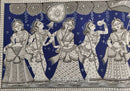Indian Hand Made Pattachitra Painting on Tussar Silk Cloth Unframed Famous Indian Tradional Art - Krisna Radha