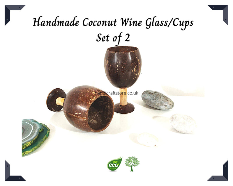 Set Of 2 Handmade coconut wine glass, wine cups, coconut shell wine cups