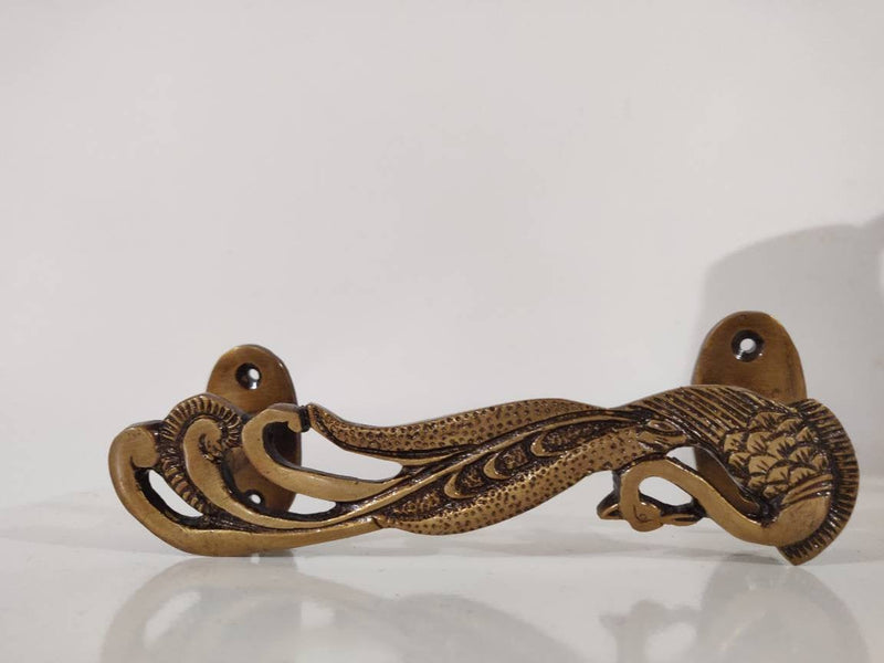 Peacock Door Handles, Brass Door handles, Set of 2 Peacock Door Handles