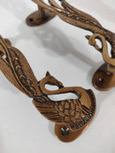 Peacock Door Handles, Brass Door handles, Set of 2 Peacock Door Handles