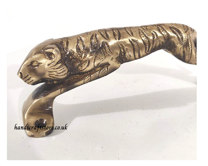 Aged Handmade Jaguar Brass Door Handle