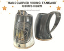 Hand Carved Viking Drinking Horn Mug/Tankard, Odin's Horn