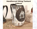 Handmade Carved Viking Drinking Horn Mug/Tankard, Viking Valknut