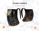 Handmade Carved Viking Drinking Horn Mug/Tankard, Viking Valknut