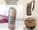 Real Horn mug, Personalized Viking Horn Mug - Web Of Wyrd, Polished Horn mug