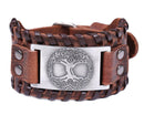 Viking Tree of Life Wristband Nordic Symbol Brown Leather Bracelet, Gift for Him, Men's Bracelet