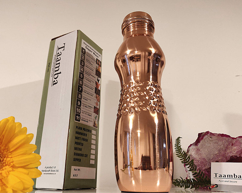 Bubble Gloss Curvy Copper Water Bottle- Bubble Gloss finish, Curve Style