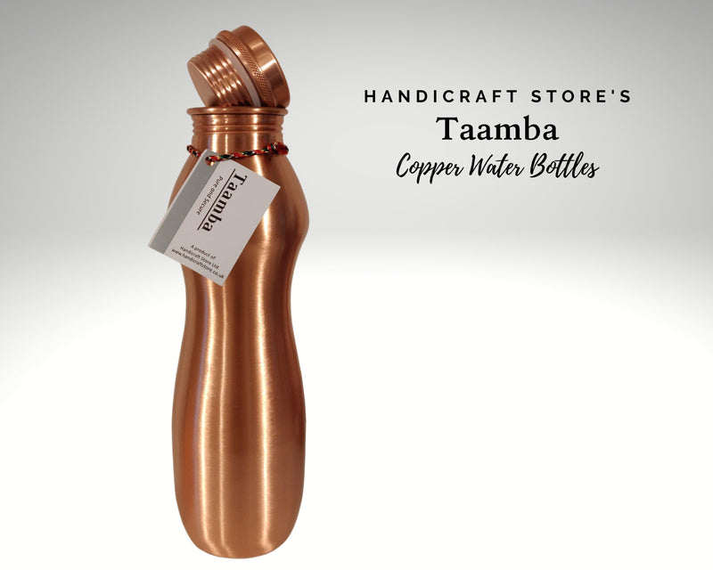 Matte Curve Copper Water Bottle - Matte finish, Curve Style, Modern copper flask