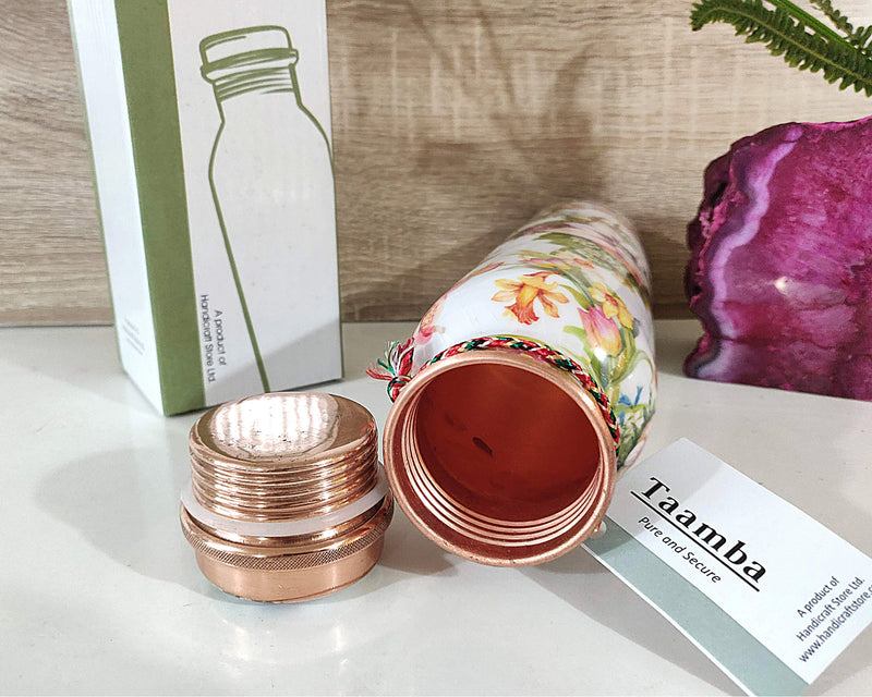 Spring Morning Copper Water Bottle, Printed Copper Bottle - Nature, Ayurveda Health Benefits