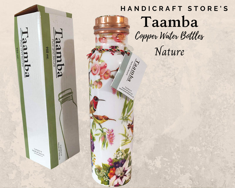 Spring Morning Copper Water Bottle, Printed Copper Bottle - Nature, Ayurveda Health Benefits