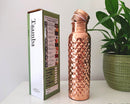 Glossy Rhombus Copper Water Bottle - Rhombus Design, Copper water bottles