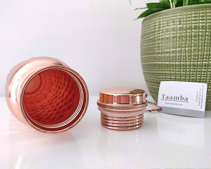 Glossy Rhombus Copper Water Bottle - Rhombus Design, Copper water bottles