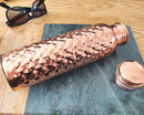 Glossy Rhombus Copper Water Bottle - Rhombus Design, Copper water bottles