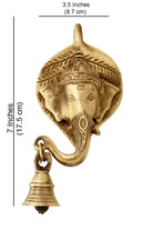 Ganesha Wall Hanging | Brass Wall Hanging | Ganesha Face Wall Decor with Bell
