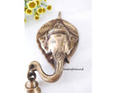Ganesha Wall Hanging | Brass Wall Hanging | Ganesha Face Wall Decor with Bell