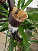 Viking natural drinking horn with Leather strap, personalized strap
