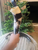 VIKING DRINKING HORN with adjustable Leather strap, Perfect Groomsmen gift