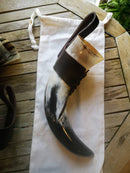 VIKING DRINKING HORN with adjustable Leather strap, Perfect Groomsmen gift