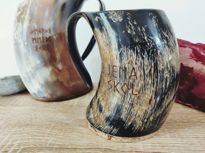 Personalize on Horn Viking Drinking Horn Mug/Tankard, Natural horn Mug